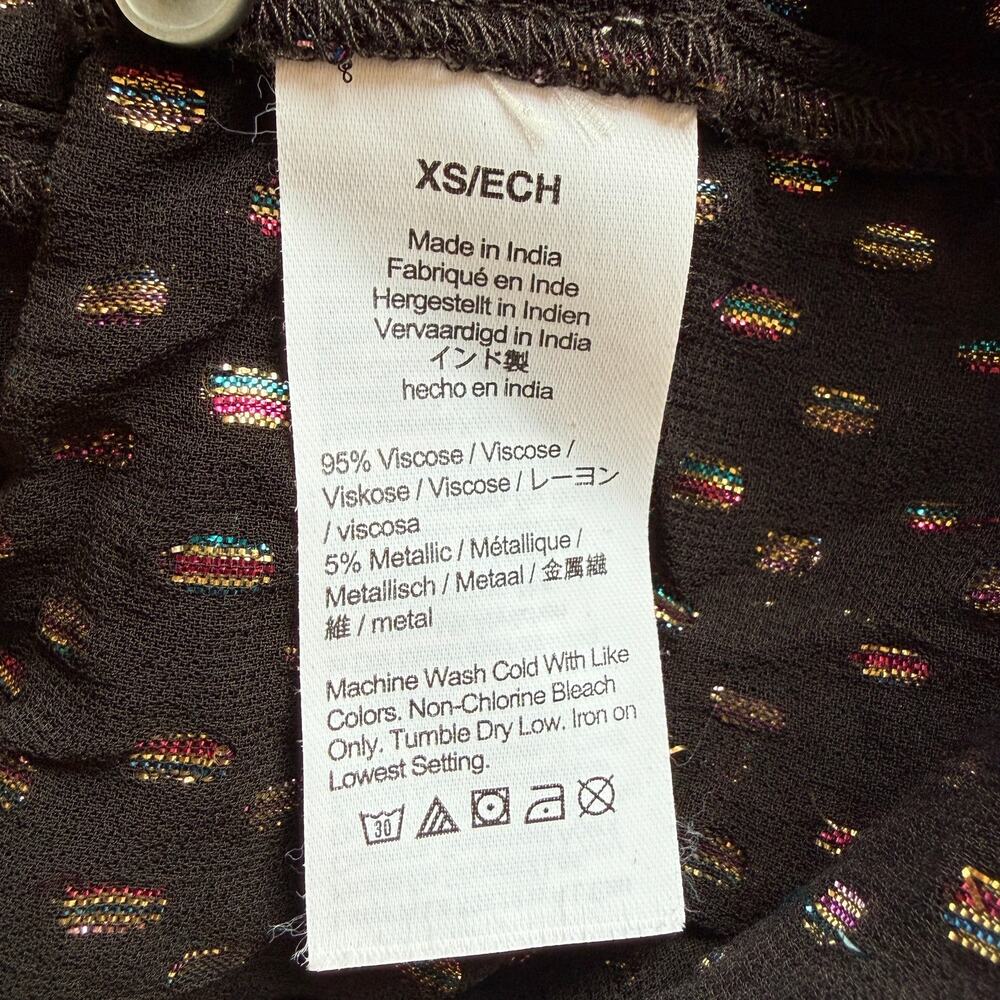 J. Crew Tie Neck Sheer Rainbow Lurex Dot Blouse Top In Black Size XS - Picture 14 of 14